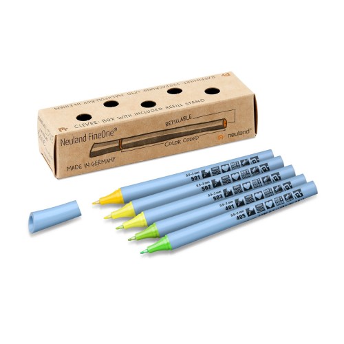 Zestaw cienkich markerów do papieru Neuland FineOne® Flex 5-pak, elastyczna końcówka