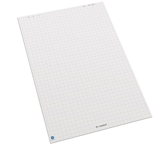Pojedynczy blok białego papieru z recyklingu w kratkę do flipchartów Neuland