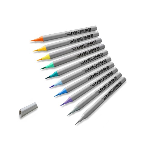 Zestaw cienkich markerów do papieru Neuland FineOne® Art 10-pak, pędzelkowa końcówka