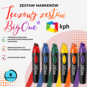 Tęczowy zestaw 6 sztuk markerów Neuland BigOne®, skośna końcówka