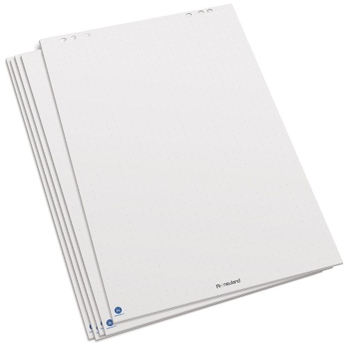 Papier do flipchartów Neuland z recyklingu biały, w krzyżyki, 5 x blok/20 arkuszy