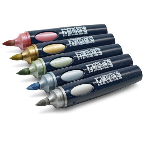 Zestaw grubych markerów metalicznych Neuland BigOne® Art Metallic 5-pak, pędzelkowa końcówka