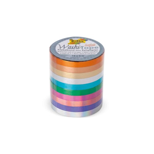 Zestaw połyskliwych taśm dekoracyjnych Washi Tape, 10 szt.