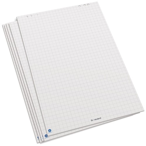 Papier do flipchartów Neuland z recyklingu biały, w kratkę, 5 x blok/20 arkuszy